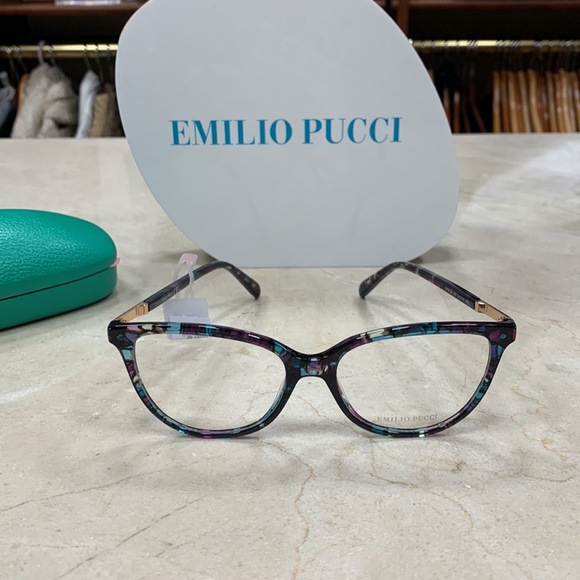 EMILIO PUCCI OPTICAL FRAMES GORGEOUS MULTI COLOR PRINT BLACK BLUE PURPLE 54MM - Picture 5 of 15